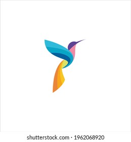 Beautiful Creative Bird Colibri Logo Design Vector