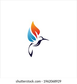 Beautiful Creative Bird Colibri Logo Design Vector