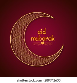 Beautiful creative crescent moon for famous festival of Muslim community, Eid Mubarak celebration.  