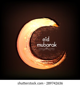 Beautiful creative crescent moon on brown background for holy festival of Muslim community, Eid Mubarak celebration. 