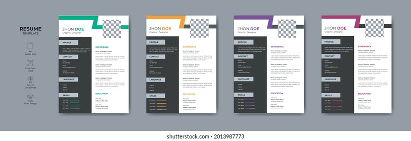 Hermoso y creativo diseño de currículum currículum. Diseño de CV profesional o de reanudación del vector.