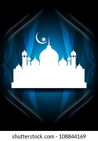 Beautiful creative eid background in blue color. Vector illustration
