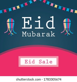 bello y creativo eid Mubarak caligráfico medio social vector de diseño de post. eid venta postdiseño. diseño de fondo eid