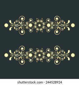 Beautiful creative floral border design on green background.