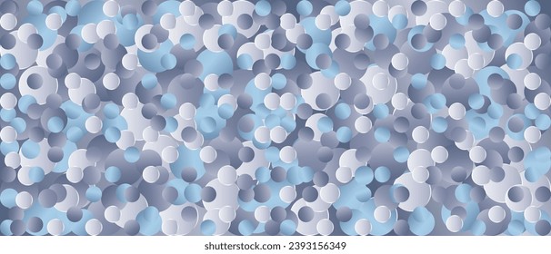 Beautiful creative geometric banner with shine water drops. Gradient effect blue, white, grey, silver. Template for cover, poster, banner, brochure, wallpaper, flier, background. Vector illustration.