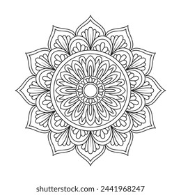 Beautiful creative mandala floral decorative element coloring book page