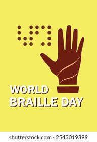 Nuevo diseño hermoso y creativo día mundial de braille portada de póster tema Vector diseño gráfico 2025. Diseño de ilustrador de póster de Anuncio de comunicación en lenguaje braille