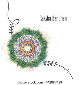 Beautiful Creative Rakhi on abstract background for Indian Traditional Festival, Happy Raksha Bandhan celebration.
