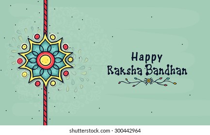 Beautiful creative rakhi on floral design decorated background for Indian festival, Raksha Bandhan celebration.