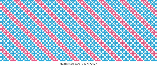 Beautiful creative repeating floral geometric pattern in blue and light red as a combination