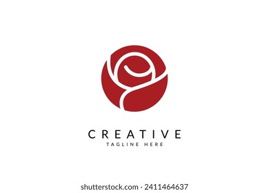 Hermoso diseño creativo de icono del logo de la rosa.