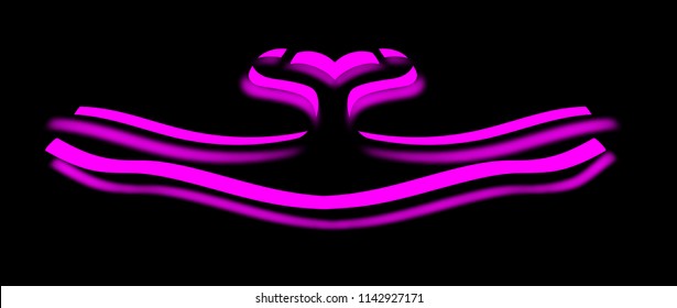 Beautiful creative vector pink dress with a beautiful neckline on the chest and a beautiful waist on a black background