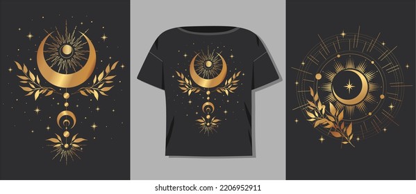 Beautiful crescent illustration shirt design. Vector illustration.