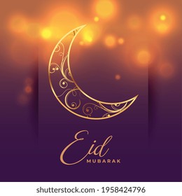 beautiful crescent moon eid mubarak islamic card design