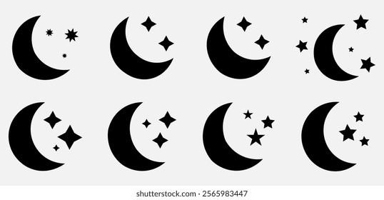 "Beautiful Crescent Moon Icon with Subtle Shadows and Gradient Colors"
