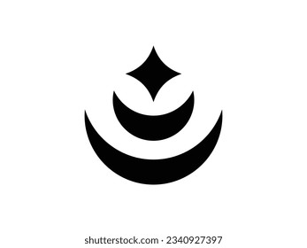 beautiful crescent moon and stars logo design