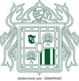 beautiful crest logo design with a shield and different icons inside