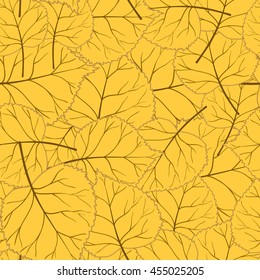 Beautiful crisp autumn seamless pattern with yellow leaves.Vector illustration.Bright background for web pages,cloth,textile,wrapping paper,scrapbooking,Wallpapers.