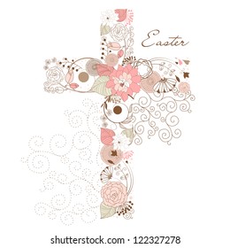 Beautiful cross made from flowers