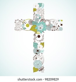 Beautiful Cross Made From Flowers