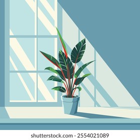 Beautiful Croton Plant Vector, Indoor Garden Plant, House indoor plant illustration