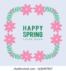 Beautiful Crowd of leaf and flower frame, for happy spring romantic invitation card template design. Vector
