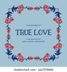 Beautiful Crowd of leaf and red rose floral frame, for true love greeting card template design. Vector