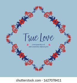 Beautiful Crowd of leaf and red rose floral frame, for true love greeting card template design. Vector