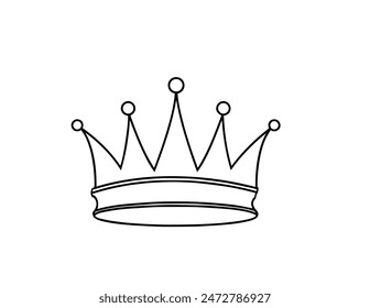 beautiful crown black outline on transparent background