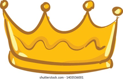 A beautiful crown for a king which is made of full gold , vector, color drawing or illustration.