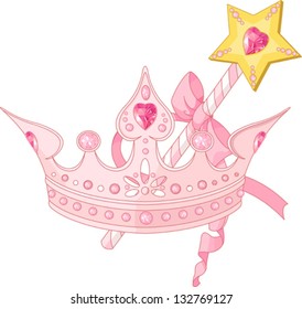 Beautiful crown and  magic wand  for true princess