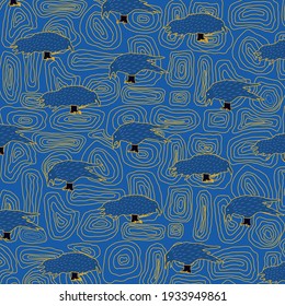 Beautiful crows modern print on the background depicts linear shapes.Vector graphics 