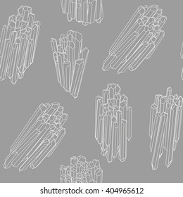 Beautiful Crystals pattern. Abstract texture with natural Crystals in grey and white. Monochrome classic crystals pattern.