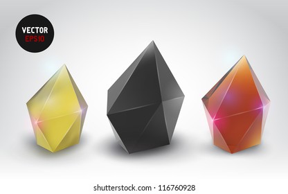 beautiful crystals (Vector set of a realistic gemstone)