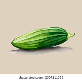 Beautiful cucumber, watercolor dye painting, vector EPS 10 illustration