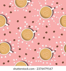 Beautiful cup of coffee vector seamless pattern design for decoration, wallpaper, wrapping paper, fabric, background and etc.