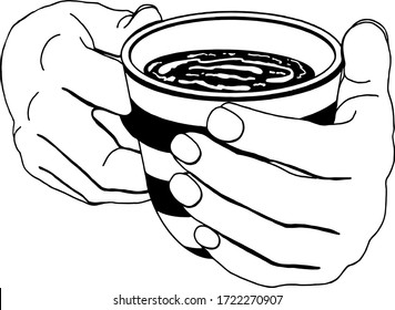 Beautiful Cup in hand. Coffee in a Cup. Vector illustration.