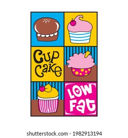 beautiful cupcake cartoon vector illustration