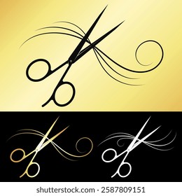 Beautiful curl of hair and scissors, design for beauty salon