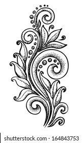beautiful curls drawn by hand in a graphic style points and lines