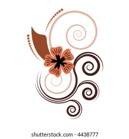 Beautiful curly abstract vector design with flowers