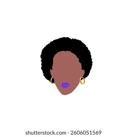beautiful curly haired woman's head without background