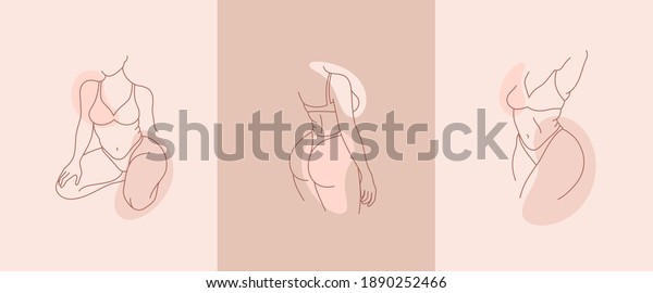 Beautiful curvy woman body line art\
illustration. Minimalist linear female figure. Abstract nude\
sensual line art. Simple body positive elegant\
poster.