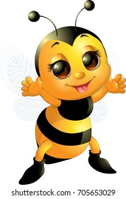 Beautiful Cute Bee Smiling Standing Arms Stock Vector (Royalty Free ...