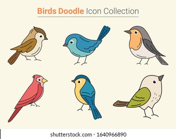 Set Cute Little Colorful Birds Isolated Stock Vector (Royalty Free ...