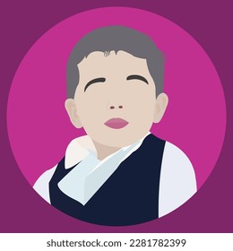 A beautiful cute boy is in a blue frame. This is avatar art work.