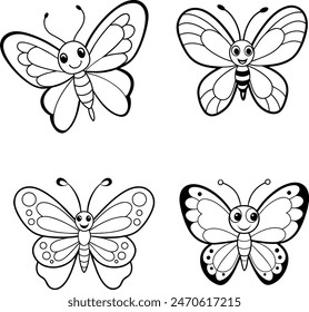 Beautiful Cute Butterfly Line Art Vector. This is an editable and printable vector file