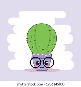 Beautiful and cute cactus. Vector illustration for print and use to social media, mugs and t-shirts.