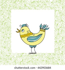Beautiful cute cartoon bird. Vector illustration.