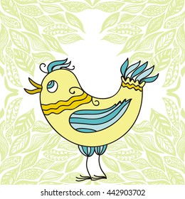 Beautiful cute cartoon bird. Vector illustration.